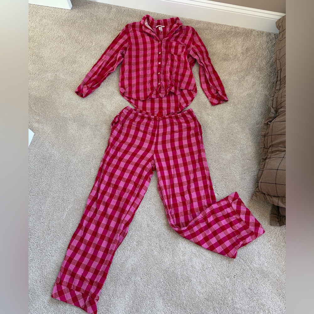 Victoria's Secret Red and Pink Plaid Pajama Set